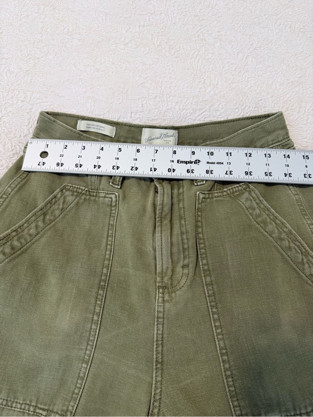 High Waist  Olive Utility Barrel Wide Leg  khaki Green Soft Cotton Trousers - Picture 9 of 16